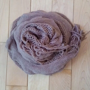 Tan Ruffle Scarf with tassels